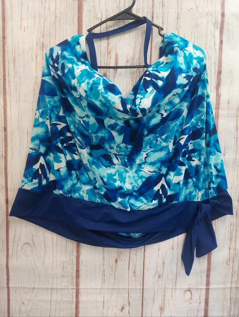 Bal Harbour Blue Abstract Halter Swim Tankini Top